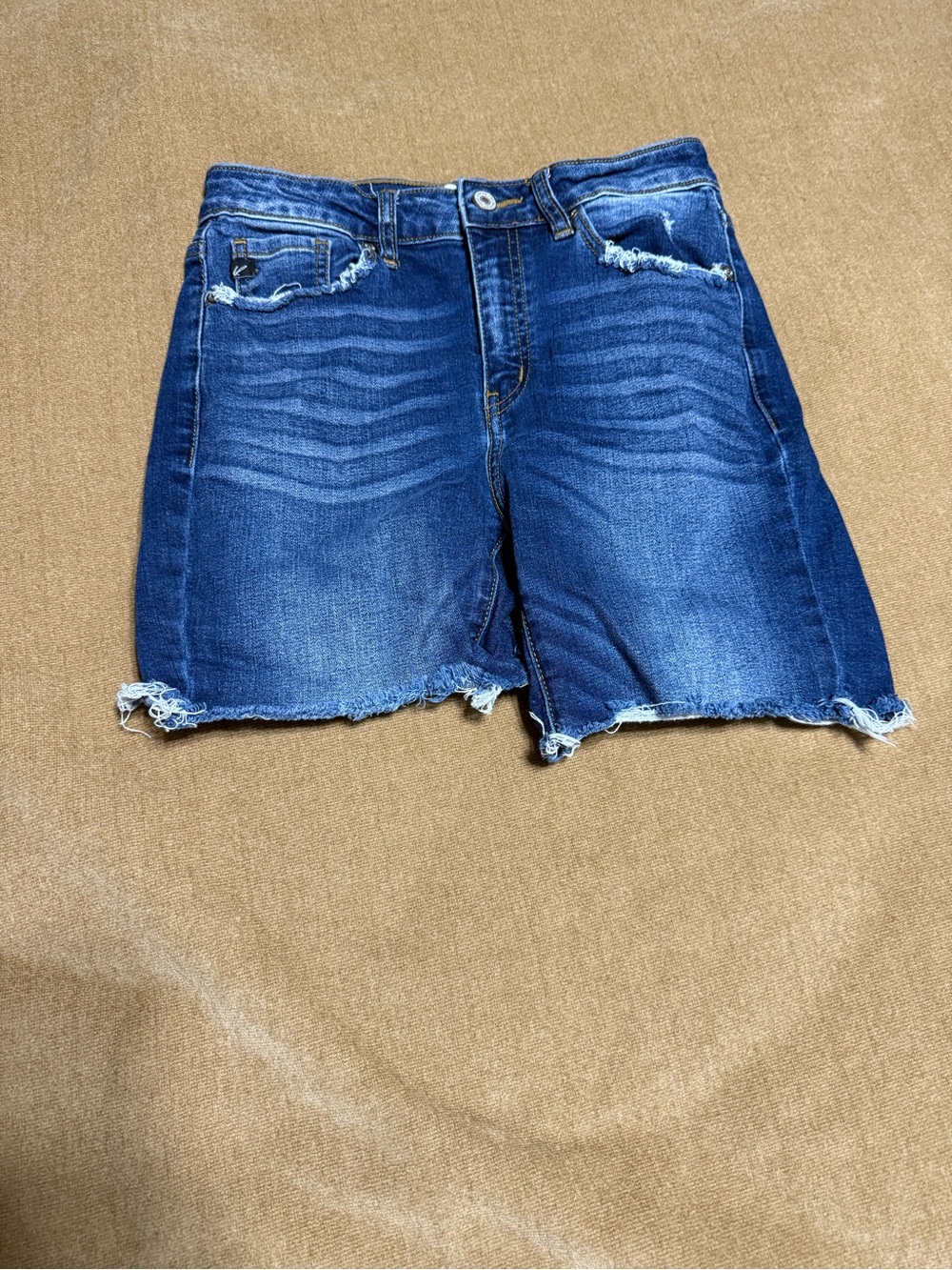 KanCan Women's Dark Blue Distressed Denim Shorts